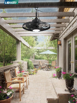 LEDIARY 20" Outdoor Ceiling Fan with Lights,IP65 Waterproof Gazebo Hanging Fan with Remote Control Smart App, Plug in Caged Ceiling Fan with 3CCT 6-Speeds for Patio Porch Pergola(Black)