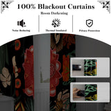 Tyrot Black Red Boho Floral 100% Blackout Curtains for Living Room 84 inch Long 2 Panels Christmas Black Out Curtains for Bedroom Grommet Thermal Insulated Room Darkening Window Drapes,52Wx84L