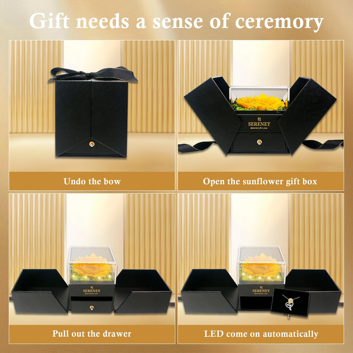 Sereney Preserved Sunflower Gifts for Women You are My Sunshine Necklace