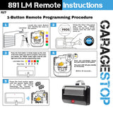 2X for 891LM Chamberlain Craftsman Liftmaster Garage Door Opener Remote Replacement, 1993 to Present Garage Clicker, Universal Garage Door Opener Remote