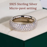 VISDIV 925 Sterling Silver Wedding Rings for Women Promise Engagement Non Tarnish Bands Rings CZ Cubic Zirconia Chunky Eternity Statement Wide Rings for Her