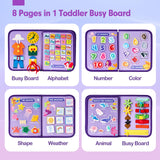 hahaland Busy Board Montessori Toys - 3 Year Old Girl Gifts Bithday Gift Ideas - 8 in 1 Preschool Learning Activities - Christmas Toddler Stocking Stuffers Gifts