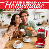 SugarWhisk 29 Oz Hot Chocolate Maker Machine, Electric Milk Frother and Steamer, Hot Cocoa Maker Machine for Hot Chocolate Bar, Detachable Pitcher, 2 Speed Mode, 3.5 Cups, Red
