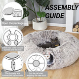 LUCKITTY Warm Fluffy Plush Cat Tunnel Bed Under Christmas Tree Big Tube Playground Toys 3 FT Diameter Longer Crinkle Collapsible 3 Way, for Indoor Cat Kitty Kitten Puppy Rabbit Ferret Brown