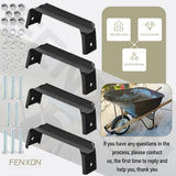 FENXDN 4 Pcs Black Steel Wheelbarrow Heavy Duty Axle Bracket