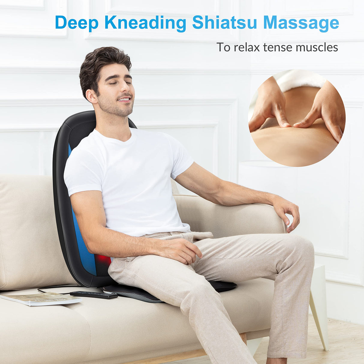 COMFIER Back Massager with Heat,Deep Tissue Kneading Massage Seat Cushion, Shiatsu Chair Pad for Neck for Home or Office use, Gift