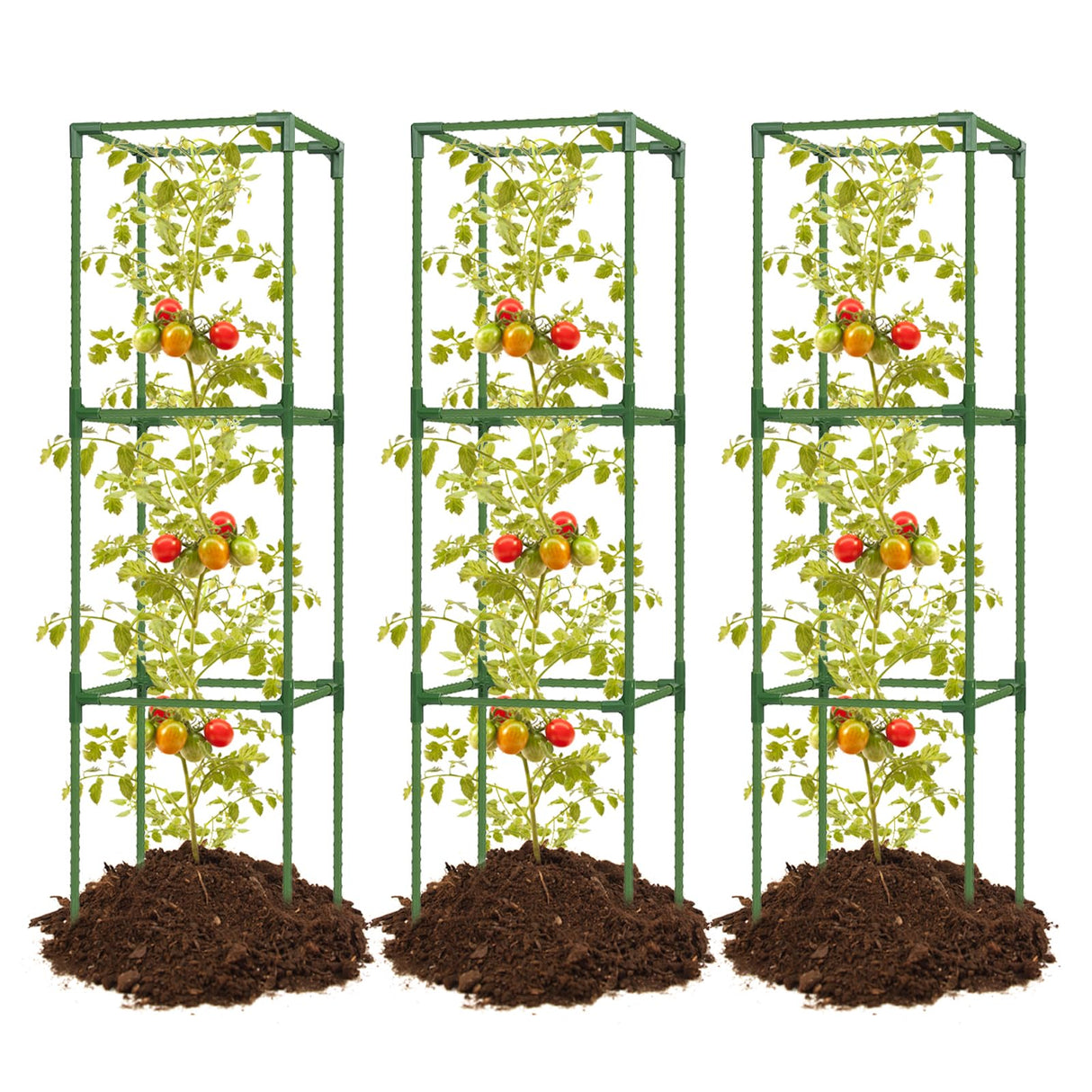 3 Pack 47 Inch Heavy Duty Height Adjustable Square Tomato Cage