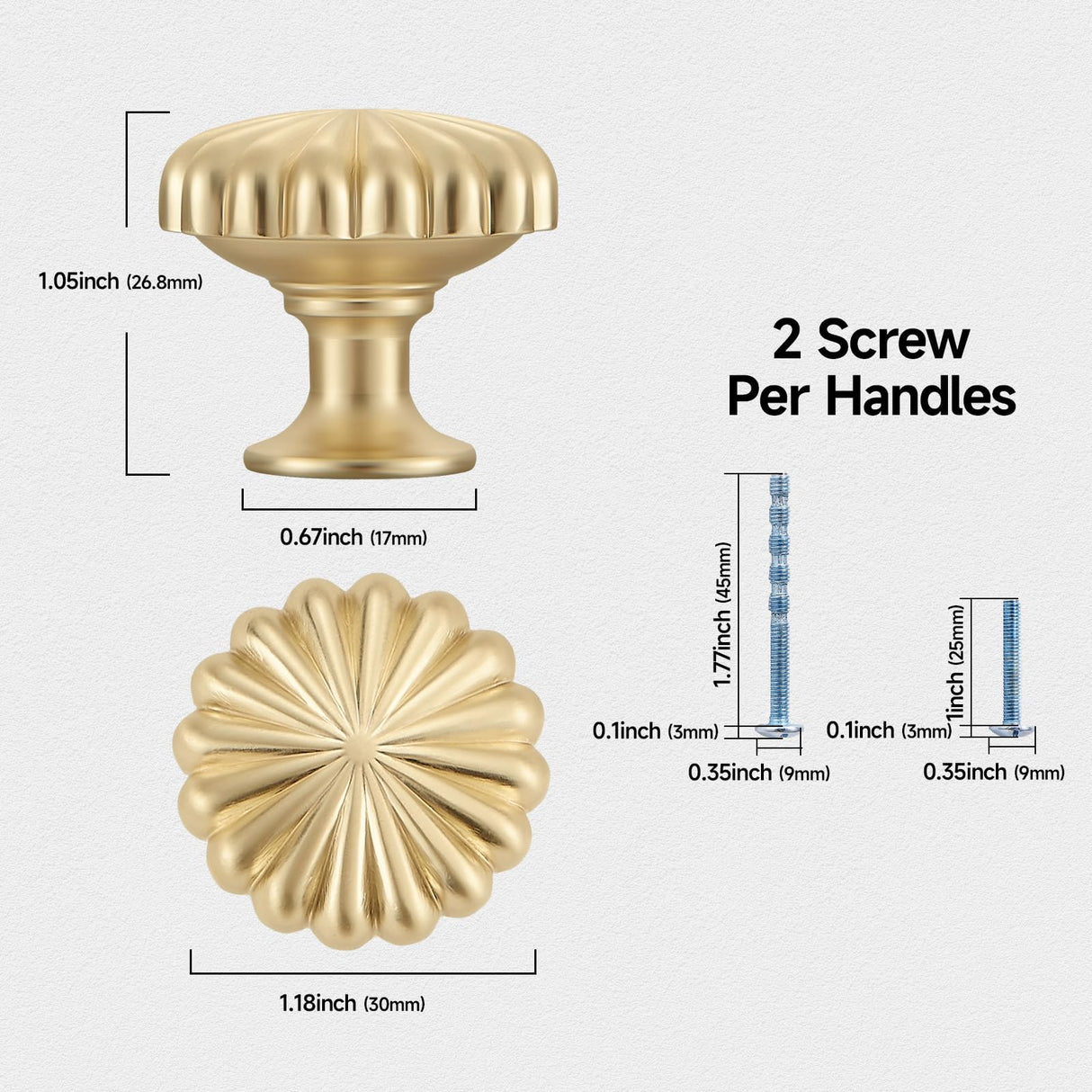 FAPUAL 10 Pack Gold Cabinet Knobs for Kitchen Cabinets and Dresser Drawers，Zinc Alloy Brushed Brass Hardware Handles Pulls，Vintage Cupboard Drawer Knob