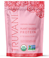 Truvani Vegan Pea Protein Powder | Strawberry | 20g Organic Plant Based Protein | 10 Servings | Keto | Gluten & Dairy Free | Low Carb | No Added Sugar