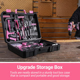Pink Power Drill Tool Kit Set: 20V Cordless Electric Drill, Driver, Tool Box with Battery