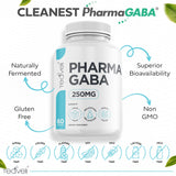 Pharma GABA 250 mg– Naturally Fermented GABA Supplement– Clinically Proven to Support Relaxation, Cognitive Health, Sleep & Focus– PharmaGABA Complements L-Theanine- Alternative to Gummies & Chewables