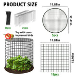 Hi Sasara 5 Sets Wire Plant Protectors Cage with Staples,11.8" Dia x 11.8" H,Plant Protector with Round Lids to Keep Animals Out,Wire Plant Protector Cage for Plants Vegetables Flower