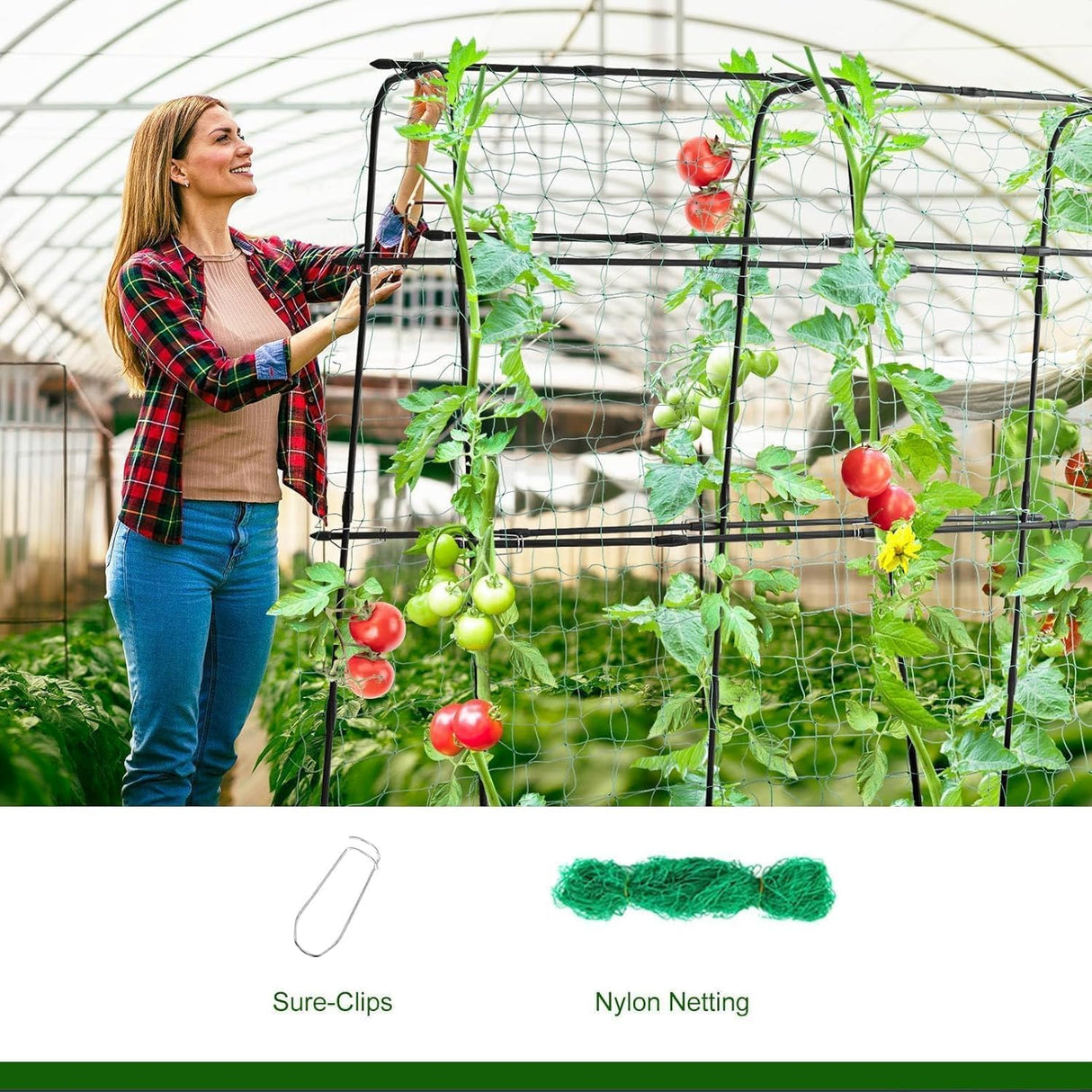 Yotoworth Cucumber Trellis for Raised Bed, 63" Hx63 L, Black