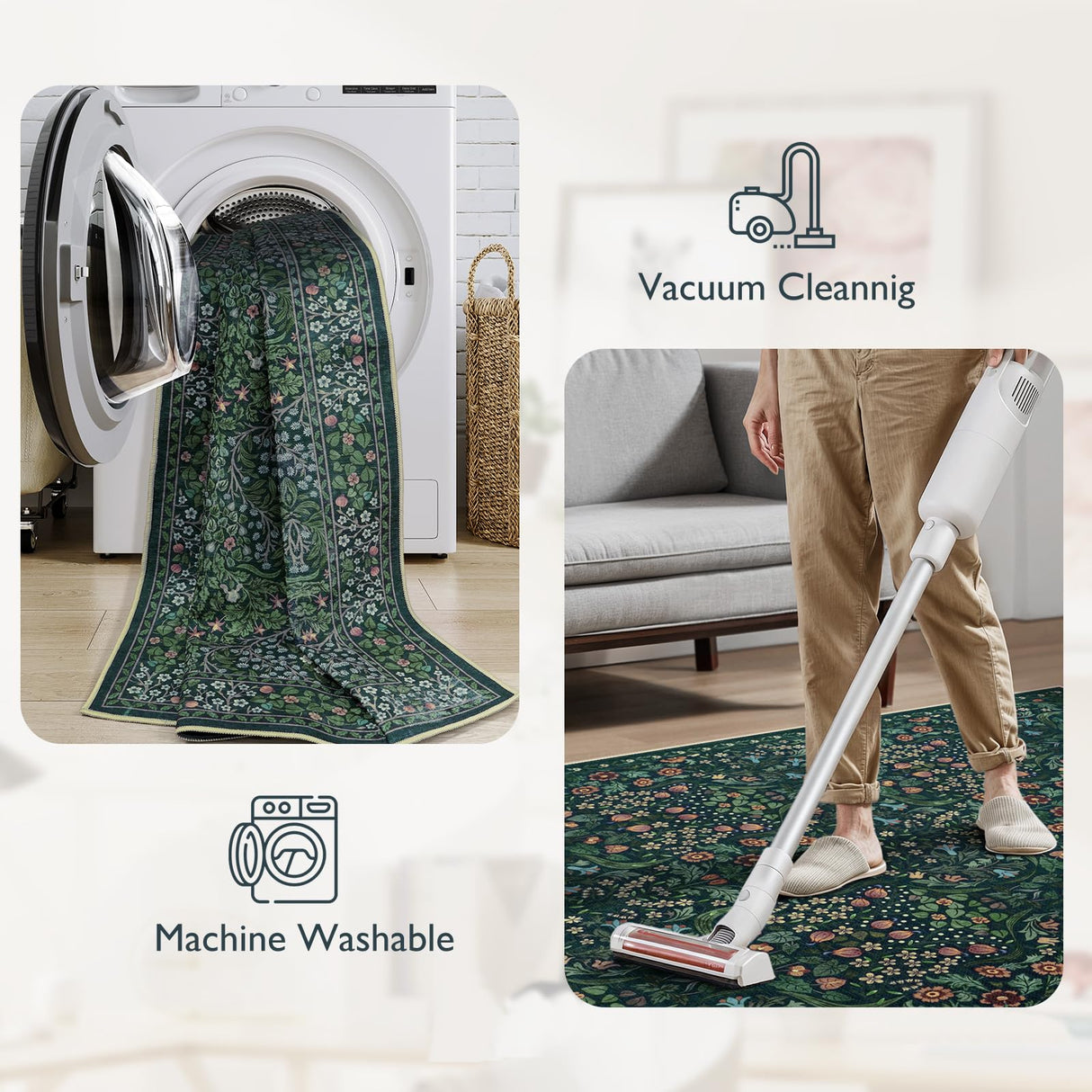 Anidaroel Floral Office Chair Mat for Hardwood & Tile Floor, 48"x60" Desk Chair Mat for Home Office, Under Desk Rug for Rolling Chair, Non Slip Computer Chair Mats, Low-Pile Carpet Protector Rug