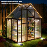 Jiliusure 6 x 4 FT Greenhouse for Outdoors, Polycarbonate Panel Greenhouse Outdoor Quick Setup Structure, Roof Vent, Aluminum Large Walk-in Green House for Outside Garden, Charcoal Black