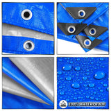 TA*RP YXCN Tarp 10x12 Feet, 7 Mil Thick Waterproof Poly Tarps Cover UV Resistant, Rip & Tear Proof with Metal Grommets Every 20 Inche (Blue/Silver)