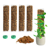 Bonviee 4-Pack 15-Inch Plastic Moss Poles for Monstera & Climbing Plants - Stackable to 60 Inches, Includes Sphagnum Moss & Garden Ties for Indoor Plant Support