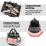 WORKPRO Garden Tool Bag, Heavy Duty Gardening Tote Bag Organizer with 10 Pockets and Long Adjustable Shoulder Strap, Standable Garden Home Tool Kits Organizer, Pink