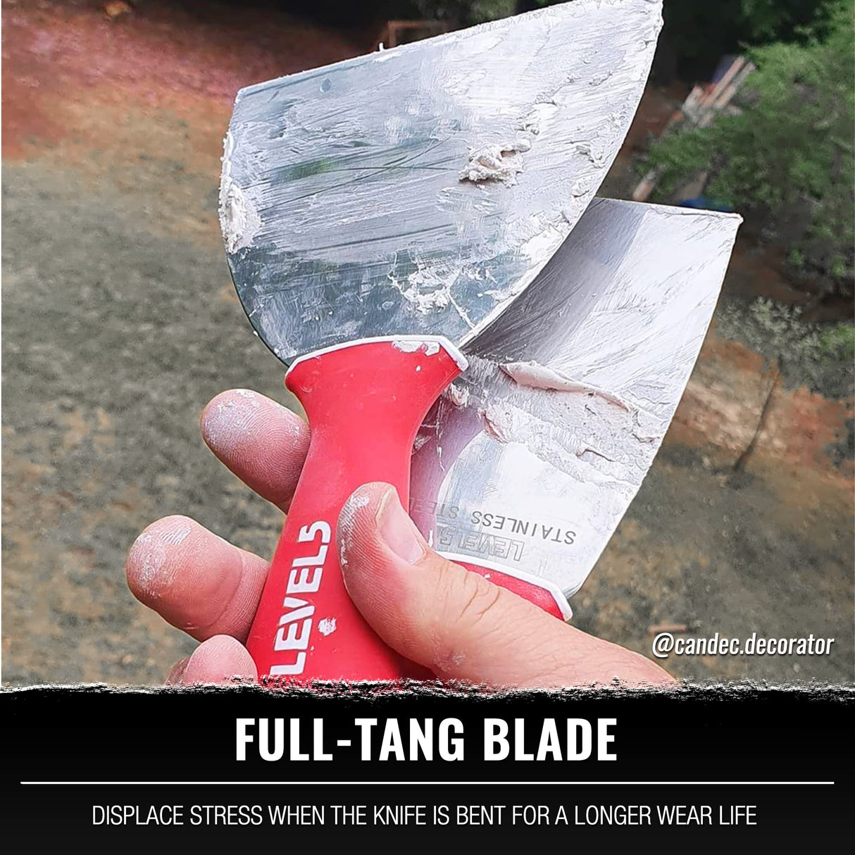 6" Soft-Grip Stainless Steel Drywall Joint Knife - LEVEL5 | Pro-Grade | Comfortable Finishing Hand Tool | Metal Hammer End | Sheetrock Gyprock Plasterboard Mud | 5-142
