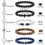 Jewdreamer 12PCS Beaded Bracelets for Men 8MM