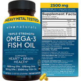 Triple Strength Omega 3 Fish Oil Supplement for Men and Women – 2500 mg High-Potency, Easy-to-Absorb Re-esterified Triglyceride Form, Pescatarian-Friendly DPA EPA DHA Omega 3 Supplement, 180 Softgels