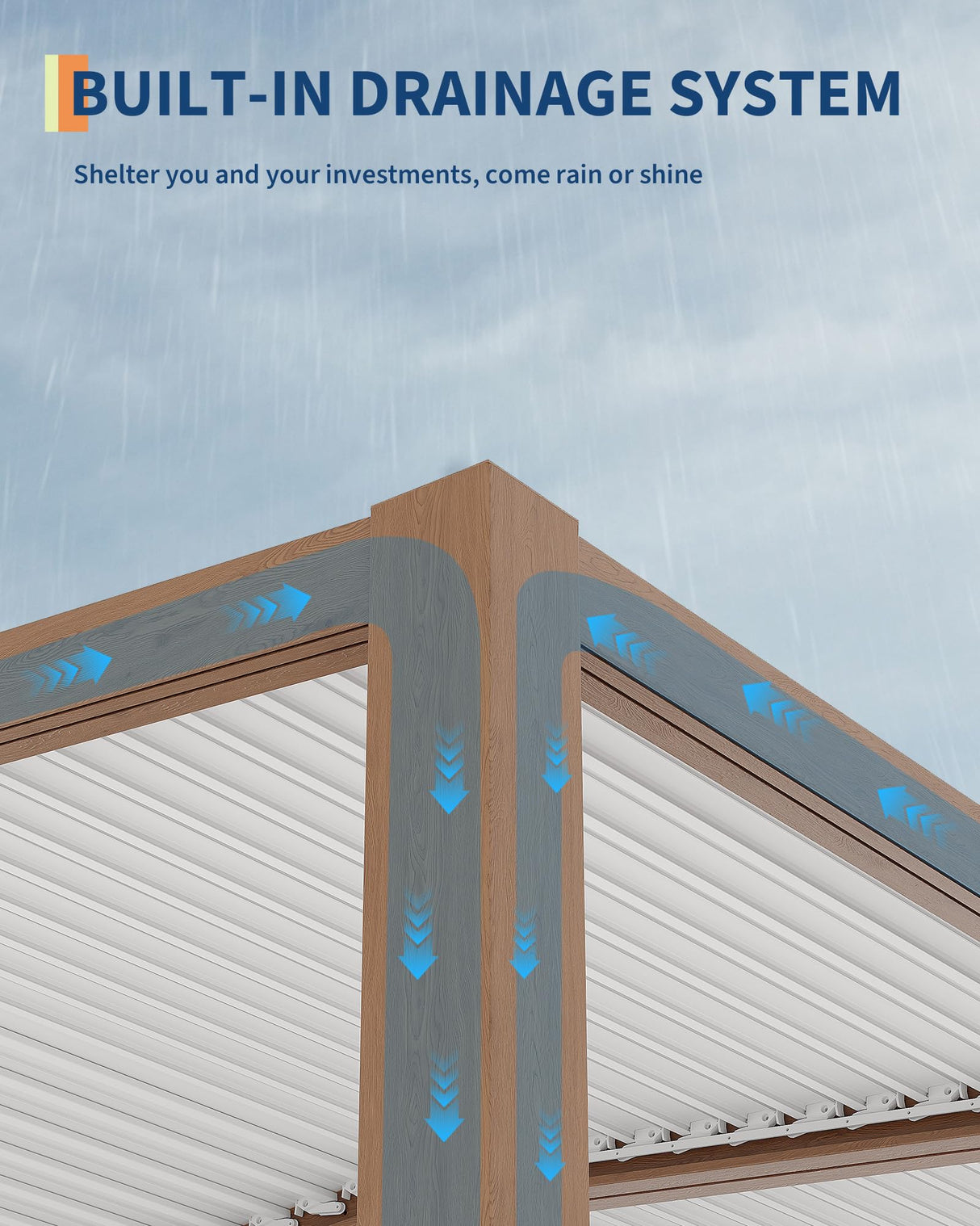 Peak Roof Louvered Pergola 11 ft x 13 ft, Outdoor Aluminum Pergola
