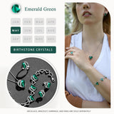 Leafael Infinity Love Heart Stud Earrings for Women, May Birthstone Crystal Emerald Green, Gifts for Mom, Wife, and Her, Silver Tone