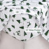Printed Queen Size Sheet Sets, Christmas Holiday Bed Sheets Queen, Brushed Microfiber Fitted Sheet with 15" Deep Pocket for Queen Size Bed, Christmas Reindeer Patterned Sheets & Pillowcase Set