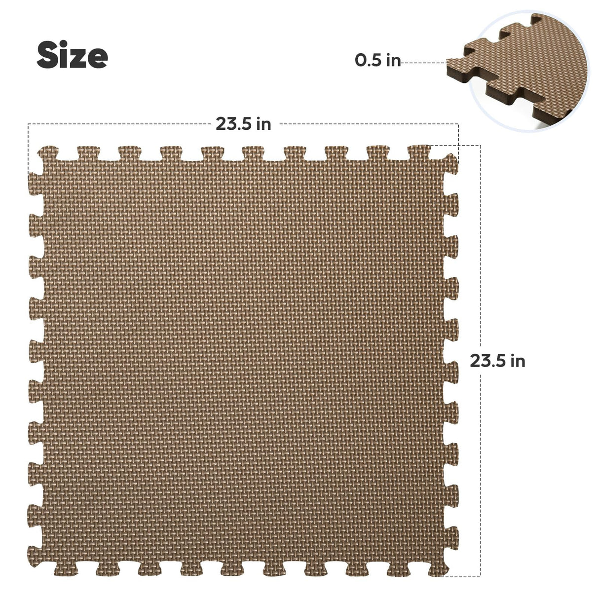 Home Gym Mat, Puzzle Exercise Mat, EVA Interlocking Foam Floor Tiles for Home Workout Equipment and Kids' Play Areas - Blue, 24 in x 24 in x ½ in - (Brown, 16 Pack(64 SQ FT))