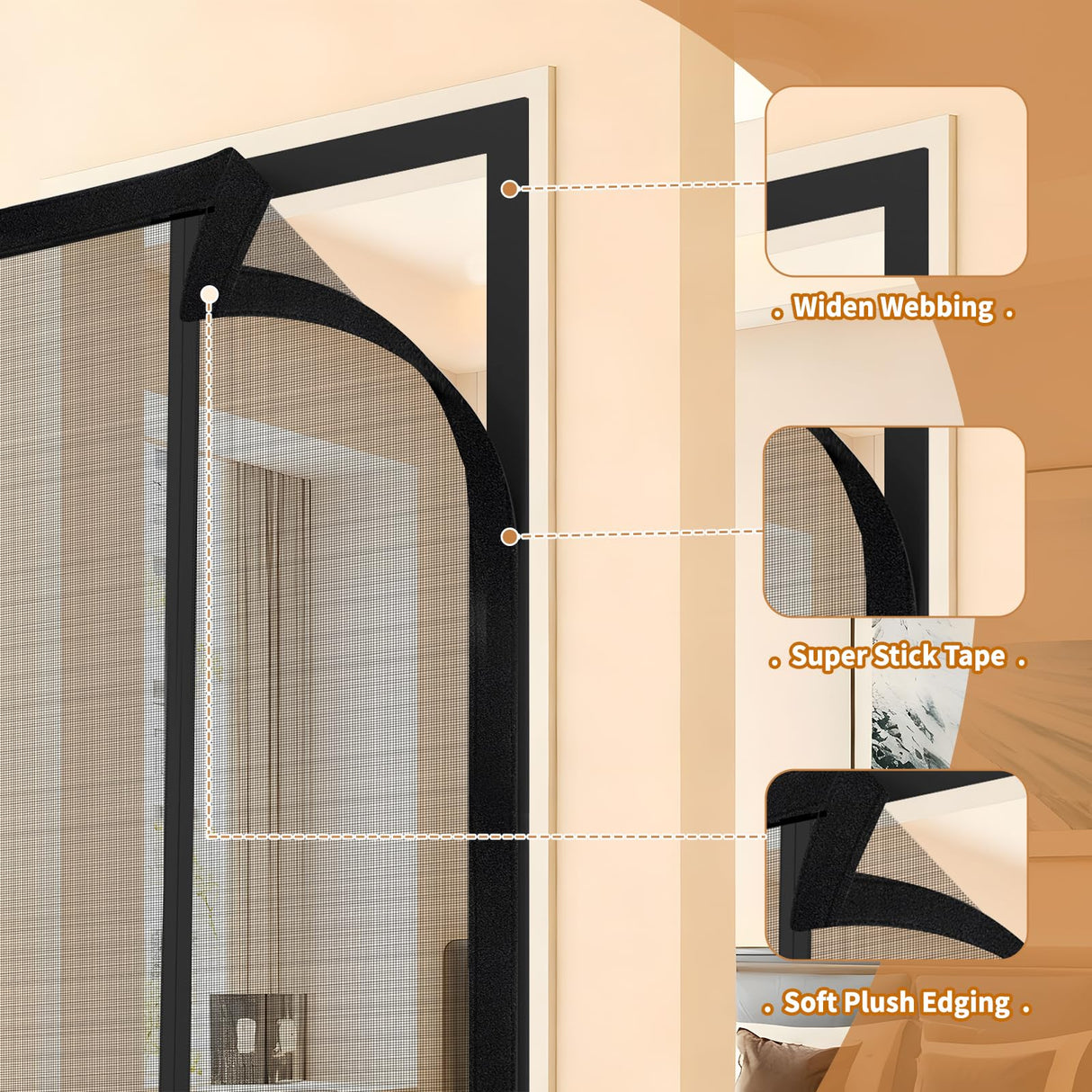 Reversible Side Opening Magnetic Screen Door for Sliding & French Doors,Upgraded PETG Mesh Anti-Tearing, Heavy Duty & Strong Magnetic, Pet and Kid Friendly - Screen Door 74"x82"