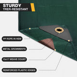 Winpull Tarp 10x20 Feet 16 Mil Heavy Duty Waterproof Tarp, Large Multipurpose Cover with Brass Grommets and Reinforced Edges, UV Resistant Thick Poly Tarps for Outdoor Camping Tent Pool Car, Green