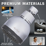 Aqua Elegante High Pressure Shower Head - Best 3 Inch Wall Mount Bathroom Showerhead For Boosting Low Flow With Anti-Clog Nozzles & Adjustable Brass Ball Joint - 2.5 GPM - Polished Chrome
