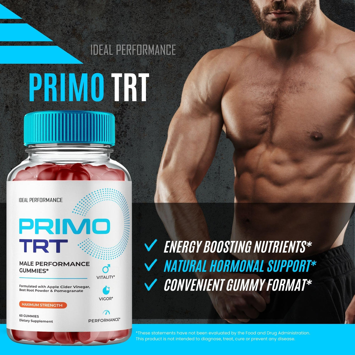 Primo TRT Gummies, Official Primo TRT Gummies for Men - Maximum Strength Performance, All Natural Support Overall Health & Wellness, PrimoTRT Advanced Formula Support Gummy Reviews (2 Pack)