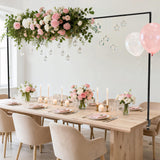 Fomcet Over The Table Rod Stand with Clamps 13"-42'' Tall 29"-98" Length Metal Black Adjustable Table Arch Hanging for Wedding Birthday Party Christmas Anniversary Decoration