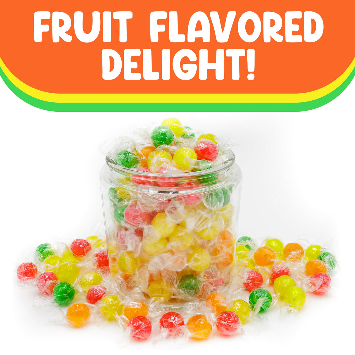 Assorted Sweet Hard Sour Candy Balls - 5 Pounds Approx 440 Pieces -Christmas Candy Bulk Candy Individually Wrapped - Ideal For Stocking Stuffers for Adults & Kids - Individually Wrapped Christmas Candy - Candy Bags Fruit Flavored Hard Candy