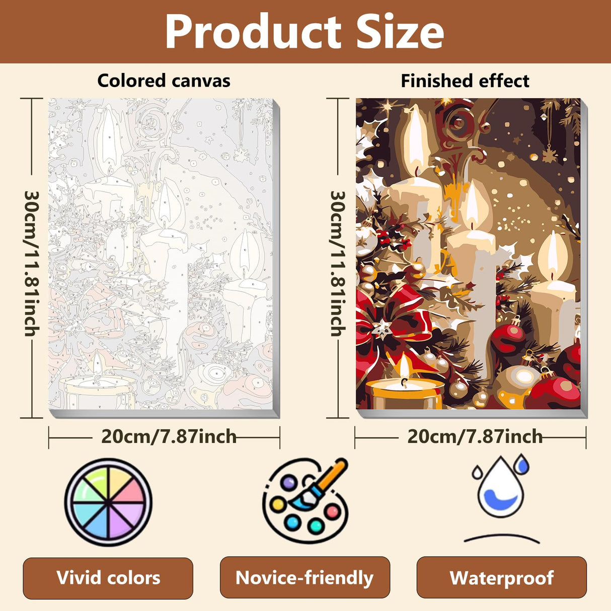 Reivworl 4 Pack Framed Paint by Numbers for Adults with Wooden Easel, Christmas Paint by Numbers Kit for Adults Beginner, Acrylic Painting by Number for Home Decor 8X12 Inch