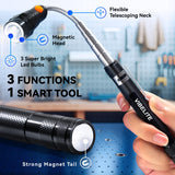 VIBELITE Extendable Magnetic Flashlight with Telescoping Magnet Pickup Tool-Cool Gadget Gifts for Men, Women, Him, Teen Boys, Husband, Dad, Father, Mechanic, Birthday Gifts for Men, Black