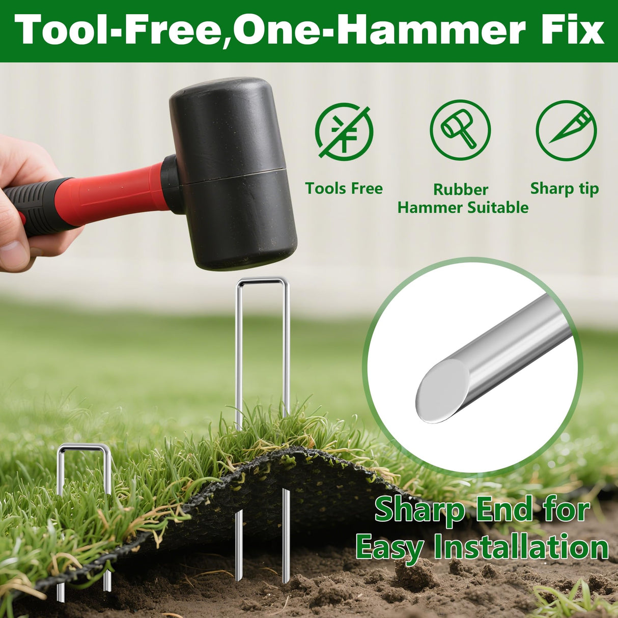 AMAGABELI GARDEN & HOME 100 Pack Galvanized Landscape Staples 12 Inch 11 Gauge Garden Staples Garden Stakes Plant Cover Stakes U-Shaped Landscape Stakes Landscape Pins for Weed Barrier Fabric