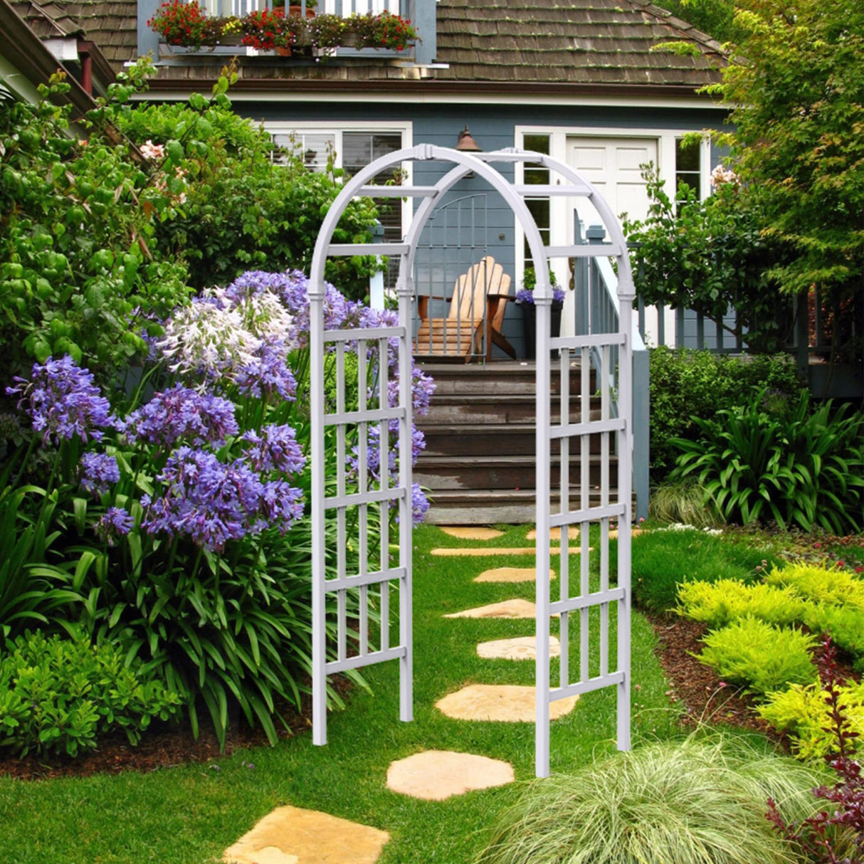 FENCETECH 41" W x 86" H Vinyl Arbor, Vinyl Arch, Garden Arch Arbor for Outdoor, Yard, Garden, Climbing Plants - White
