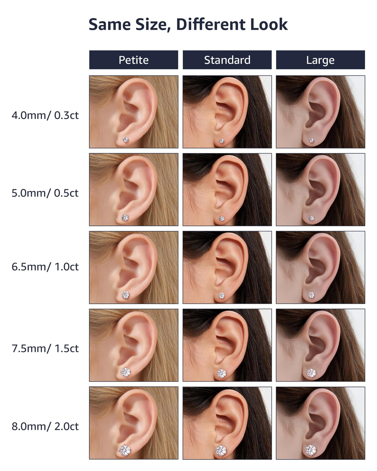 Moissanite Stud Earrings for Women, 925 Sterling Silver Earrings for Men