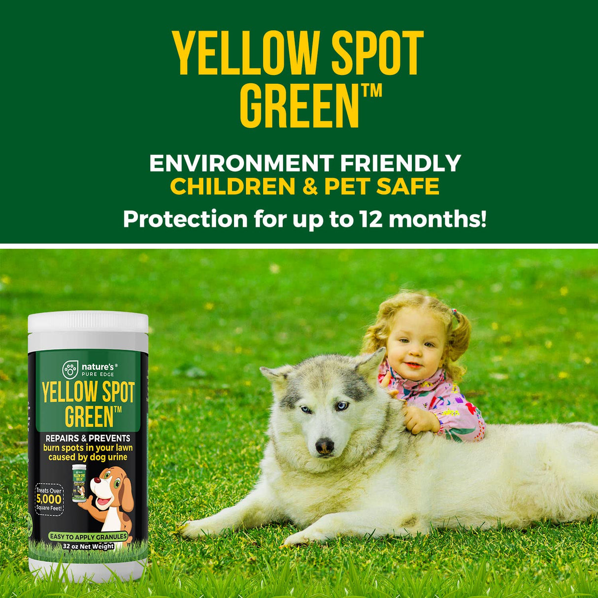Yellow Spot Green™ Dog Urine Neutralizer for Lawns, Large 32 Ounce
