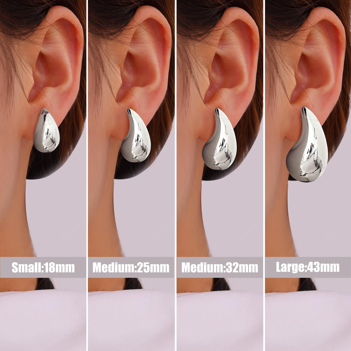 Gacimy Silver Teardrop Earrings for Women, 32MM Chunky Drop Earrings