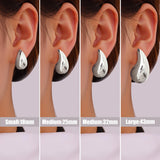 Gacimy Silver Teardrop Earrings for Women, 32MM Chunky Drop Earrings