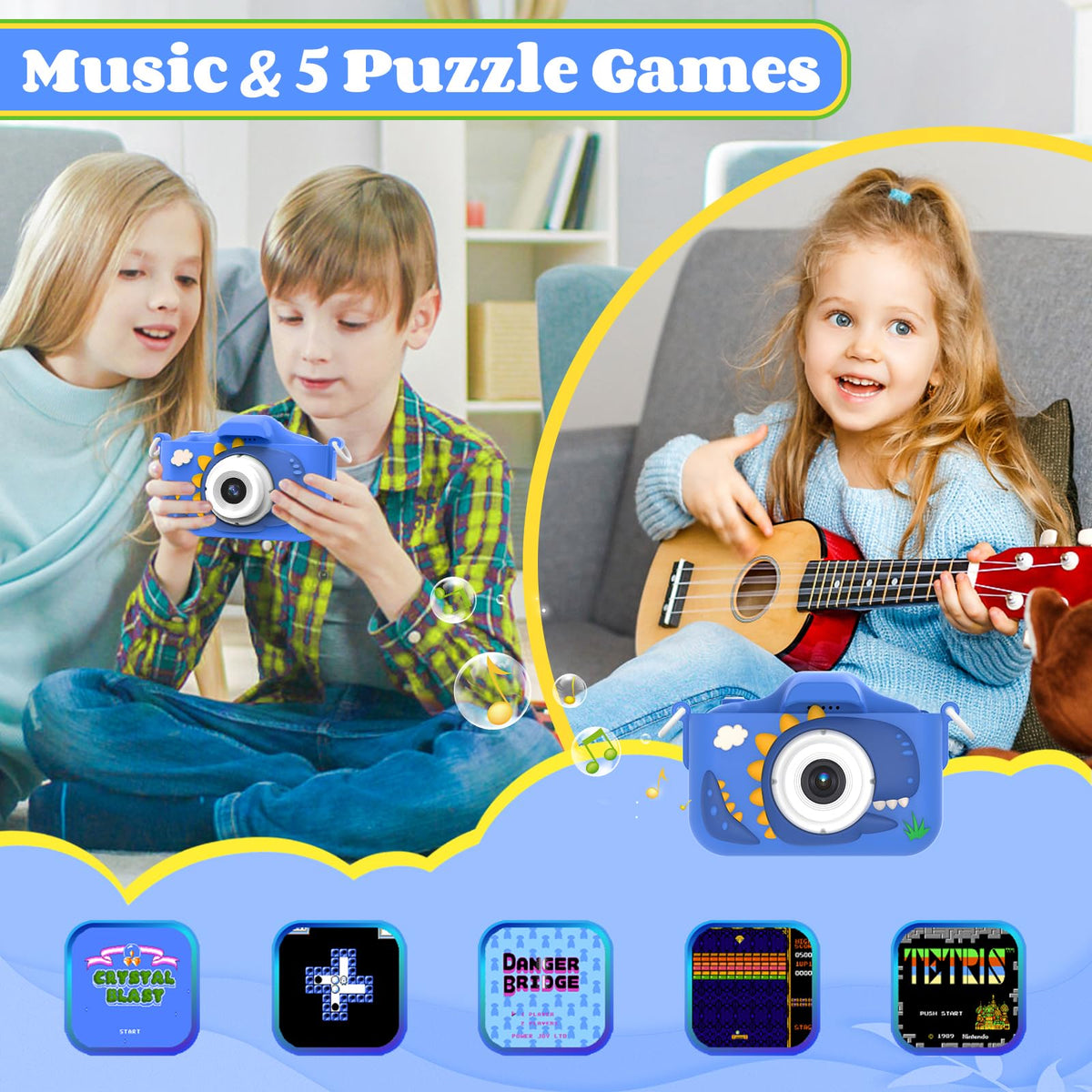 Kids Camera for 3-8 Year Old Girls Boys, 48MP Dual Lens 1080P Toddler Camera for Kids with 64GB SD Card, Children Digital Video Camcorder Selfie Camera Christmas Birthday Gifts