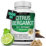 Citrus Bergamot Supplement 1500mg - 25:1 Bergamot Extract to Support Overall Health, Immune System, Potent Antioxidant High Absorption Natural Vegan Non-GMO for Men Women, 90 Capsules