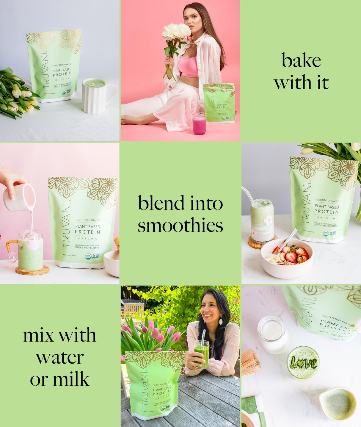 Truvani Vegan Pea Protein Powder | Matcha | 20g Organic Plant Based Protein | 10 Servings | Keto | Gluten & Dairy Free | Low Carb | No Added Sugar