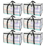 BALEINE 6-Pack Oversized Moving Bags with Reinforced Handles, Heavy-Duty Storage Tote for Clothes, Moving Supplies (Clear, 6-Pack)