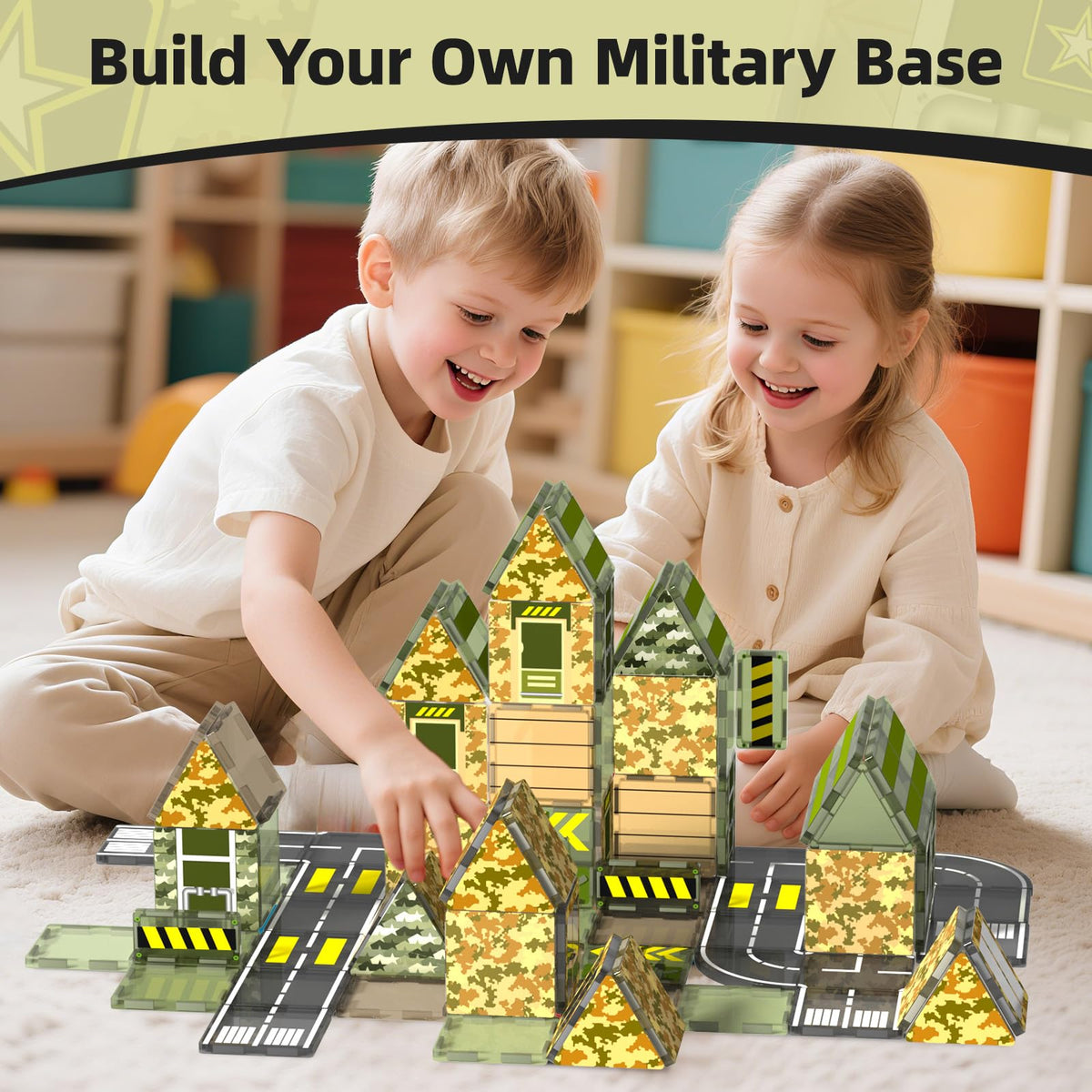 GobiDex Magnetic Tiles Army Toys Building Set for Kids Ages 3+