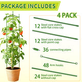 SORANGEUN 63-Inch Heavy Duty Tomato Cages, 4-Pack Extra Tall Metal Tomato Trellis, Steel Tube Plant Cage for Indeterminate Tomatoes, Cucumbers, Pole Beans – Rust-Proof Coated