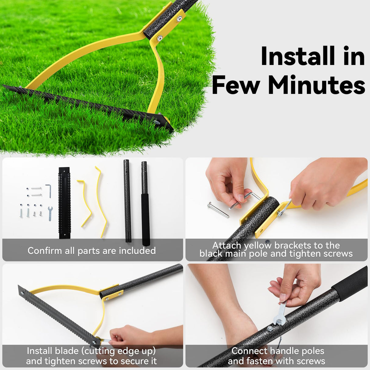 COCONUT 50 Inch Manual Weed Wacker with Double Serrated Blade